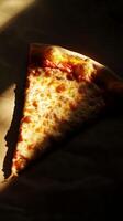 Delicious Slice of Cheese Pizza on Brown Background in Natural Light photo