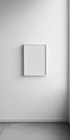 Minimalist White Frame on Clean White Wall in Modern Interior Design Setting photo