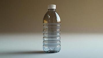 The bottle reflects soft ambient light, emphasizing its transparent form and presence photo