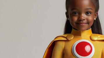 A child dressed as a superhero showcases joy and imagination in vibrant attire photo