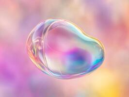 Macro of melting transparent ice cube refracting vivid rainbow colors against gradient pastel background photo