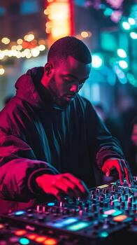 Dj mixing at a party photo