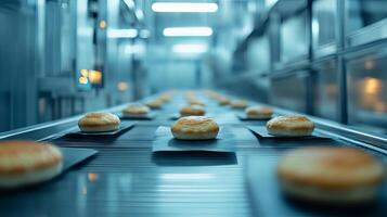 Automated Bread Production Line in Modern Bakery photo