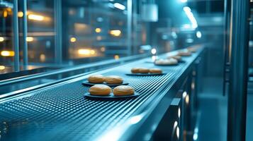 Automated Bakery Production Line with Freshly Baked Goods photo