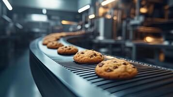 Automated Cookie Production Line - Industrial Baking Process photo