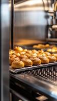 Freshly Baked Goods on a Commercial Oven Tray photo
