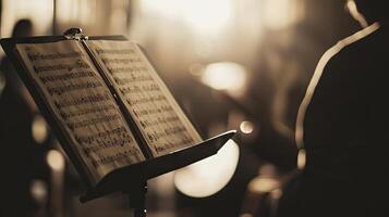 Vintage Music Notes on Stand - A Timeless Artistic Masterpiece photo