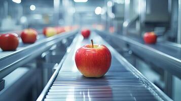 Fresh Apples on a Modern Food Processing Line photo