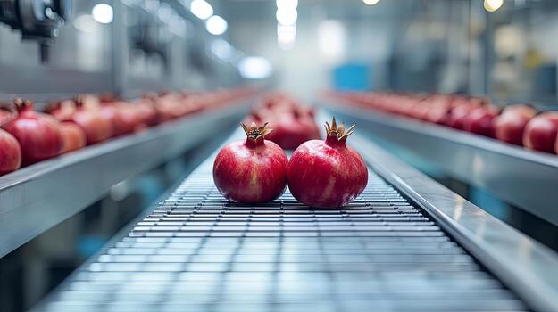 Pomegranate Processing Line - Fresh Fruits in a Modern Factory photo