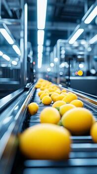 Automated Fruits Processing Line in Modern Factory photo