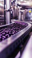 Automated Food Production Line with Purple Products photo