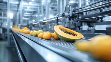 Automated Fruit Processing Facility - Modern Food Production Line photo