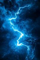Digital Image of Blue Lightning Bolt and Swirling Background photo