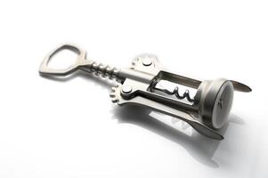 Innovative corkscrew design featuring sleek metallic finish and functional components for effortless wine opening photo