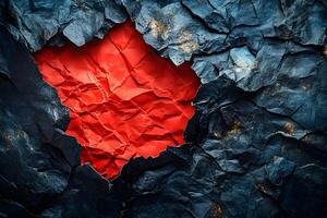 Abstract Contrast of Red and Black Rocks - Textured Background for Design photo