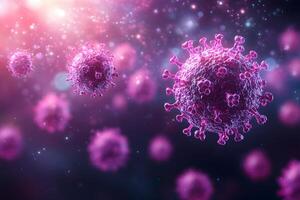 Microscopic View of Viruses with Glowing Light Effects for Science and Medical Research Design photo