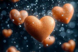 Romantic Heart Shapes with Light Bokeh Background for Valentine's Day Design photo