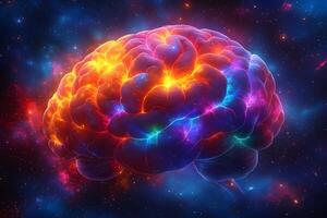 Vibrant Neural Network Concept in a Cosmic Setting for Sci-Fi and Tech Design photo