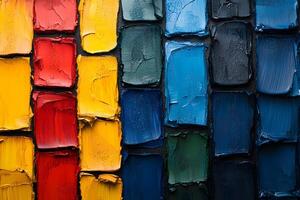 Vibrant Abstract Art Palette with Textured Acrylic Paint Blocks for Creative Design photo