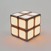 Innovative design of a glowing cube sculpture showcasing modern creativity and artistic expression photo