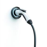 Electric vehicle charging station with a modern connector in a clean environment photo