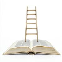 Creative depiction of a ladder on an open book symbolizing learning and growth in a minimalist setup photo