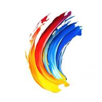Vibrant brush strokes swirl together in a colorful abstract design showcasing red, blue, yellow, and orange hues photo