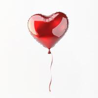 Heart-shaped red balloon floating gracefully against a plain background in a festive atmosphere photo
