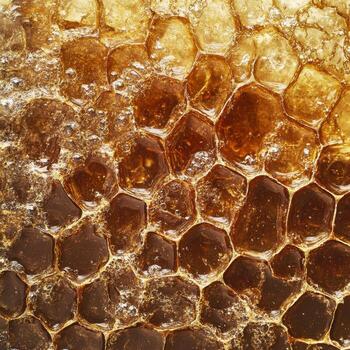 de cerca ver de panal mostrando intrincado patrones y calentar tonos en natural luz de sol foto