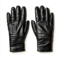 Elegant black leather gloves laid flat for display, perfect for warm hands and stylish outerwear during winter months photo
