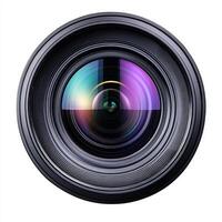 Camera lens showing vibrant colors and reflections captured in a well-lit setting during a creative photography session photo