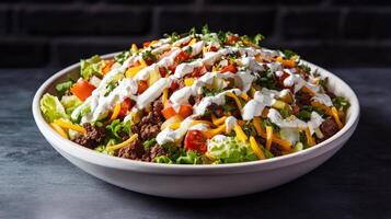 Delicious Taco Salad With Ground Beef And Cheese photo
