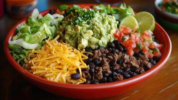 Delicious Taco Salad Bowl With Various Toppings photo