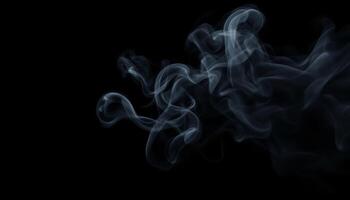 Ethereal wisps of smoke dance against the void a mesmerizing dance of light and shadow in the darkness photo