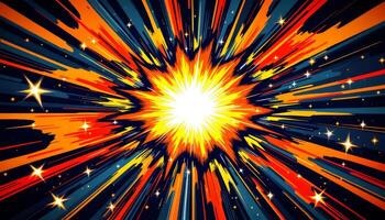 Colorful Cosmic Explosion with Vibrant Rays and Shining Stars photo