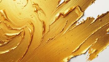 Golden strokes of liquid texture creating a luxurious abstract painting effect photo