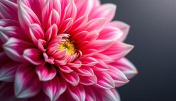 Close-up of a Stunning Pink Dahlia Flower with Delicate Petals and a Dark Background photo
