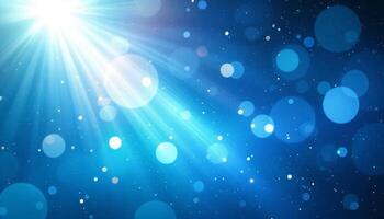 Ethereal Blue Radiance with Sparkling Bokeh and Light Rays Creates a Dreamy Ambiance photo
