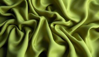Abstract ripples of avocado green silk fabric creating elegant folds and soft shadows photo