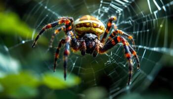 A Colorful Orb-Weaver Spider Masterfully Poses on Its Intricately Woven Web photo
