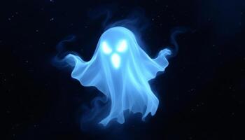 Ethereal Specter Floating Among the Stars in a Celestial Haunting Night Scene photo