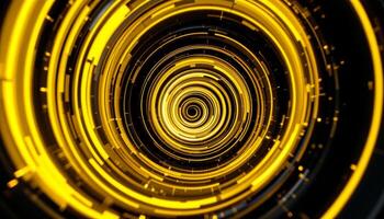 Golden Rings of a Digital Vortex in a Dark Void with a Technological Futuristic Feel photo