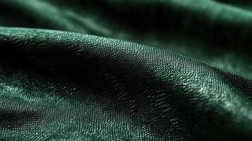 Textured emerald green fabric with intricate detail in close-up view photo