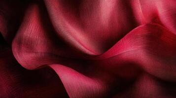 Rich texture and flowing red fabric waves on a dark background photo