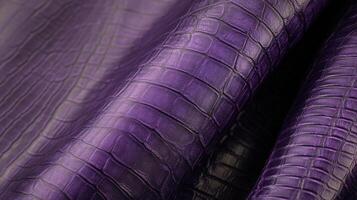 Close-up of luxurious purple crocodile leather texture for fashion and design photo