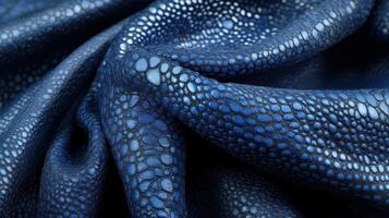 Close-up of blue textured fabric with reptile scale pattern for backgrounds photo