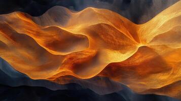 Abstract waves of orange and black textured pattern with dynamic flowing design photo