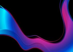 Blue violet glowing smooth blurred waves on black background vector