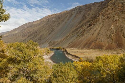 cocinar río, kyzyl-oi Kirguistán, montaña río, otoño paisaje foto