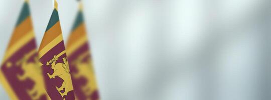 Sri Lanka table flags in the office, banner background with space for text photo
